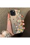 iPhone 14 Pro Max Compatible Silicone Edge Hard Back Case Couple Phone Case with Floral Pattern - 3