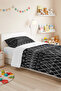 Black Ethnic Geometric Youth Room Single Pique Set - Modern 160X220 cm Quilted Bedspread - 4