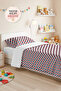 Red Polka Dot Youth Room Single Pique Set - Navy Blue Geometric 160X220 cm Bedspread