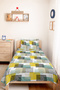 Geometric Yellow Young Room Single Pique Set - Mint Striped 160X220 cm Quilted Bedspread - 4