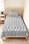 Gray Geometric Modern Young Room Single Pique Set-Black and White 160X220 cm Quilted Bedspread - 2