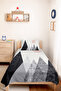 Gray Geometric Modern Young Room Single Pique Set - Powder Minimal 160X220 cm Bedspread - 6
