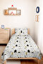 Forest Animals White Children's Room Single Pique Set-Grey Yellow 160X220 cm Quilted Bedspread - 4