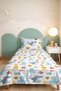 Sea Themed Blue Children's Room Single Pique Set - Marine Yellow 160X220 cm Quilted Bedspread - 4
