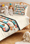 Tren Letters Children's Room Single Pique Set-Pastel Orange Blue 160X220Cm Quilted Bedspread - 2