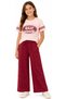 Girl's Eilly Written Stone-Embellished Sleeve Striped T-Shirt and Pants Set in Self-Glittering Powder Color