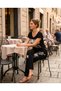 Women's Bohemian Lettered Stamp Detailed Blouse and Trousers Two-Piece Set - 6