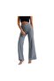 Women's High-Waisted Plaid Wide-Leg Trousers – Timeless Elegance, Grey - 4