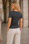 Women's Eyelet Detailed Boat Neck Blouse - 6