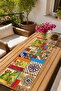 40X140Cm Woven Stain Resistant Printed Thai Feather Fabric Table Cloth Decorative Runner Washable