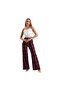 Women's High-Waisted Plaid Wide-Leg Trousers – Classic & Chic, Claret Red - 3