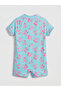 Blue Patterned Girls' Jumpsuit Swimsuit - 3