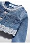 Mayoral Abel Lula Baby Girl Embroidered Denim Jacket Blue - 3