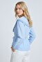 Blue Oversize Fit Lace Riviera Wide Collar Tie-Up Shirt - 6