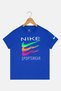 Kids Boy Sportswear Fit Short Sleeve Brand Logo Outdoor T-Shirt, Blue - 2
