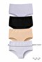 Women's Laundry Cotton Solid Color High Waist Wide Waistband Bato Panties 4-Pack (3-4-5-6-7 XL)