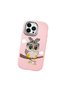 iPhone 13 Pro Max Compatible Case Camera Protector Pink Silicone Couple Phone Case with Owl Pattern - 3
