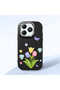 Realme C63 Compatible Case Camera Protector Black Silicone Couple Phone Case with Floral Pattern
