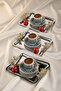 Elegant Square Duo Volo Prezioso Kulp Patterned Chrome Presentation Promise Engagement Tray 22X22Cm - 2