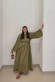 Standard Plus Size Women's Dress with Stripe Belt - Khaki