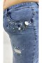 Plus Size Denim Stoned Pencil Skirt - 4