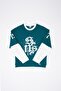 Men's Contrast Layered Sweatshirt Oil Green-Ecru - 7