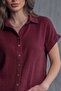 Women's Muslin Collared Full Button Shirt Burgundy - 2