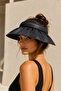 Women's Waterproof Sun Visor Wide Brim Uv Protection Summer Beach Hat Black - 4