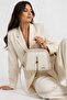 Women's Hand and Shoulder Bag with Logo, Zipper, Multiple Compartments, Cream Strap, Stylish Off-White