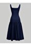 Sandra - Crepe Fabric Strap Fish Shape Midi Dress - 2