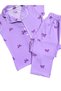 Girl's Cotton Milan Fabric Lilac Ribbon Shirt Collar White Piping Sleep Band Short Sleeve Pajama Set - 5