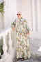 Khaki Half-Buttoned Layered Viscose Dress with Elastic Sleeves