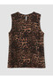 Original Oval Collar Leopard Patterned Blouse - 6