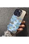 iPhone 17 Pro Max Compatible Silicone Edge Hard Back Case Couple Phone Case with Floral Pattern - 4