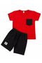 Boy's Cotton Red Smoked Short Sleeve Shorts Summer Set - 2