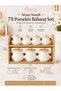 Daisy design 7-piece porcelain spice jar set with wooden stand - 2