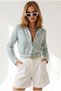 Women's Green Floral Scallop Detailed Shirt Gml-19001457 - 4