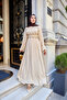Women's Front Bronchus Detailed Tulle Dress with Inner Lining Cream - 3