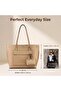 Large Leather Commuter Tote Bag with Mini Chain Pouch, Spacious Laptop Shoulder Bag for Work Office Daily Travel, Women Elegant Black Handbag - 6