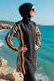 2-Piece Set (with Bonnet Gift) Low-Shoulder, Front Zipper, Elastic Back, Slit, Islamic Swimwear D30