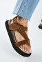 Azelya 2 Women's Genuine Leather Buckle-Strap Tan Sandals - 5