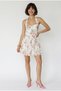 Women's Pink Floral Patterned Halter Neck Guipure Detailed Lined Chiffon Dress De261063 60286417 - 4
