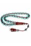 Capsule Cut Fire Amber Look Rosary with Black Stripe Detail and Metal Tassel
