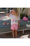 Girls' Summer Cotton Motor Pattern T-Shirt Shorts Set 2-8 Years
