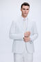 Gray Comfort Fit Striped Mono Collar Suit - 2