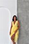 Women's Yellow Double-Breasted Layered Belted Midi Dress Nbk4674 - 2