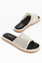 Beige Mesh Knitted Detailed Casual Flat Slippers Women's Shoes - 2