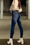 High Waist Navy Blue Skinny Leg Stretchy Lycra Denim Jeans Women's Jeans - 2