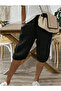 Set of 3 Black-White-Navy Blue Women's Comfortable Cut Capri Shorts with Elastic Waist - 4