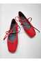Women's Red Vintage Lace-Up Ballerinas – Square Toe Flat Shoes - 3